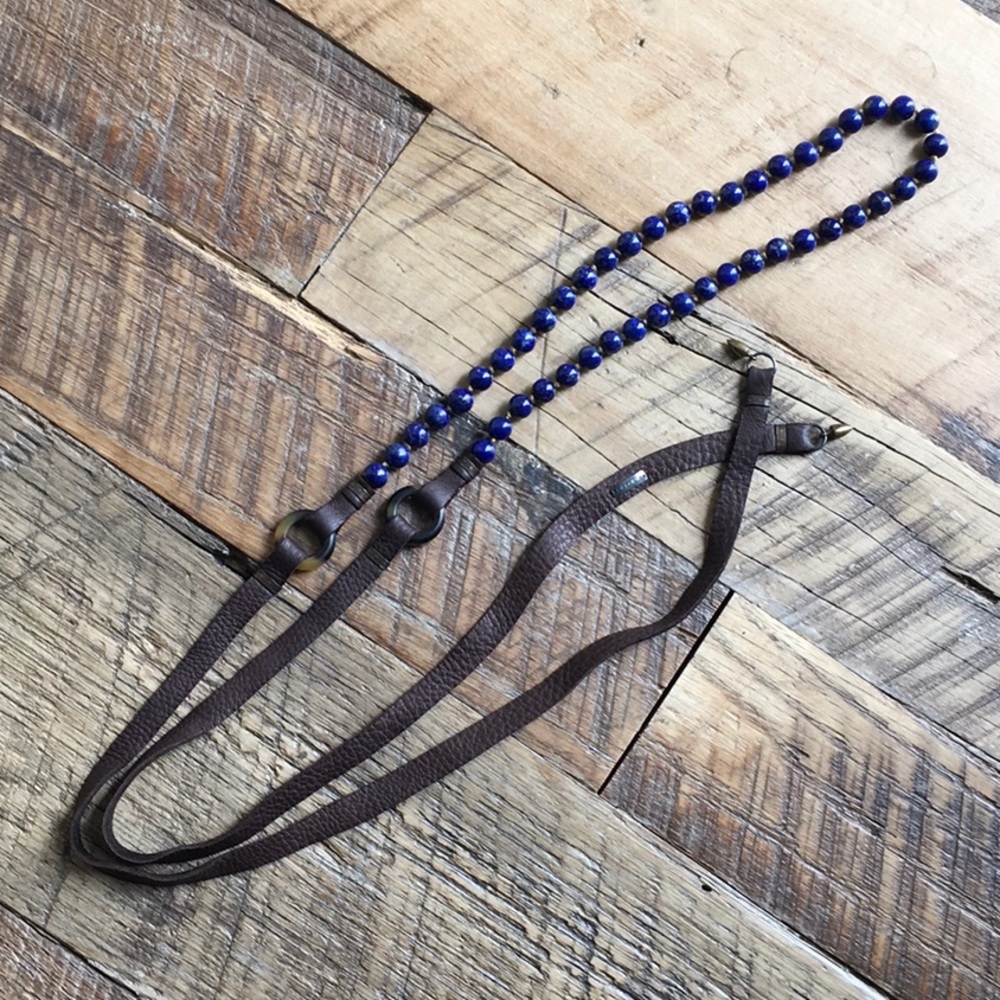 Beth Orduna lapis and leather necklace